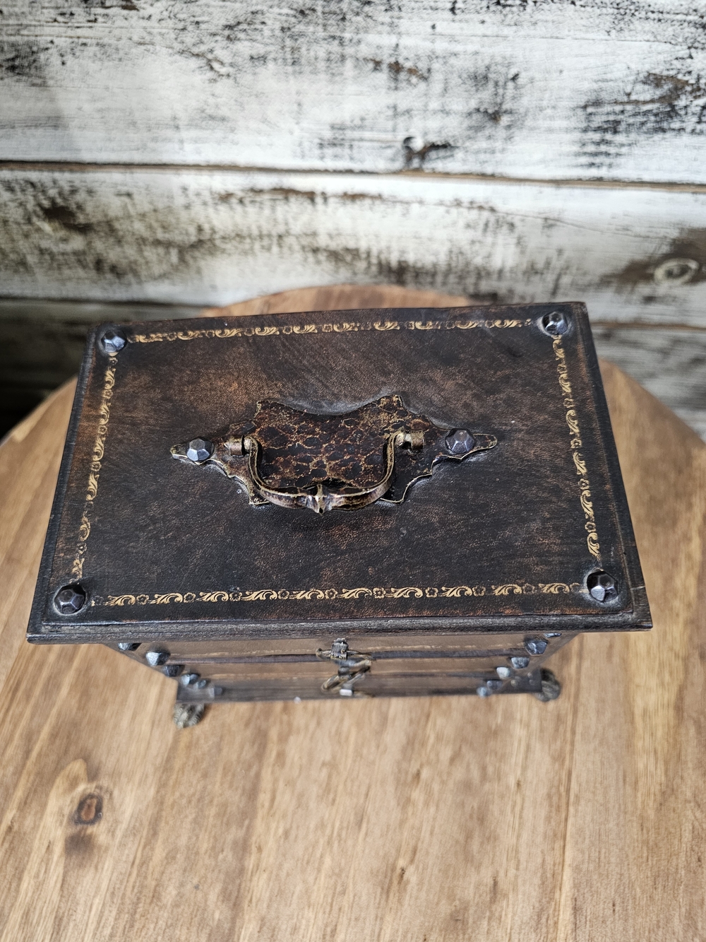"Vintage" Antique-Style Unique Wooden Jewelry Organizer with Three Drawers - Picture 2 of 13